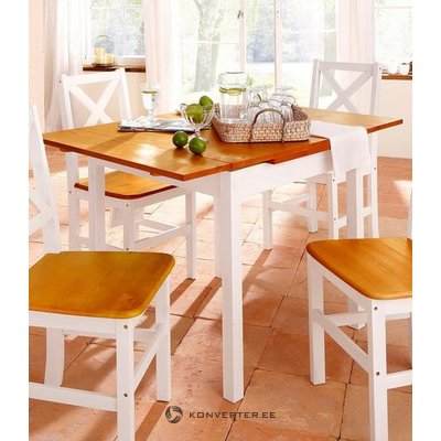 White-Brown Solid Wood Extendable Dining Table (Full Box)