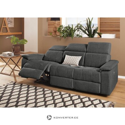 Pilka odinė sofa su atsipalaidavimo funkcija (binado)