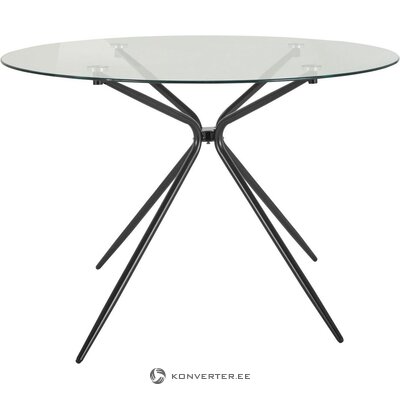 Modernus stiklinis valgomojo stalas su juodu rėmeliu (silvi)