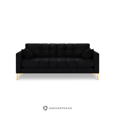 Sofa mamaia, 3-vietė (micadon home) juoda, aksominė, auksinė metalinė