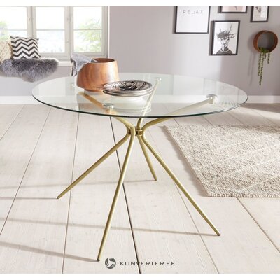 Round glass table with metal legs (silvi)