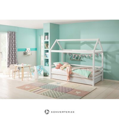 White solid wooden cot with drawer (90x200) (alpine)
