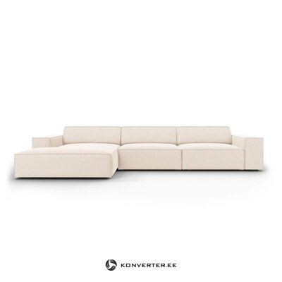 Šviesiai smėlio spalvos aksominė kampinė sofa (jodie) micadoni riboto leidimo nepažeista