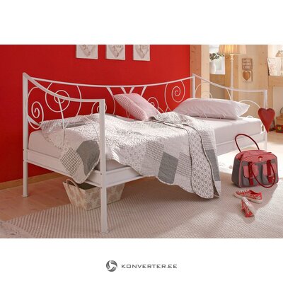 Specialus pasiūlymas! smėlio spalvos baltų lovų komplektas (metalinė lova 90x200cm + aukštos kokybės čiužinys)