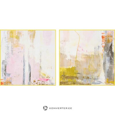 Akrilinių paveikslų rinkinys su rėmeliais „New Age“ geltona spalva, 2 vnt. (Malerifabrikken), 40x40