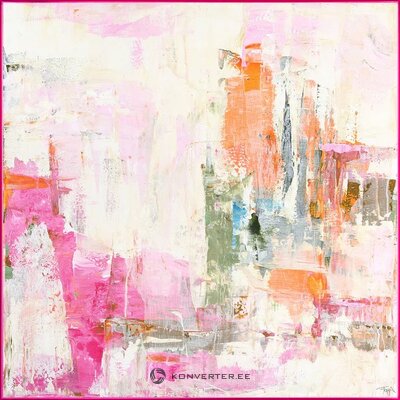 Vaaleanpunainen akryylimaalaus kehyksissä New Age Pink 1 (Malerifabrikken) 100X100