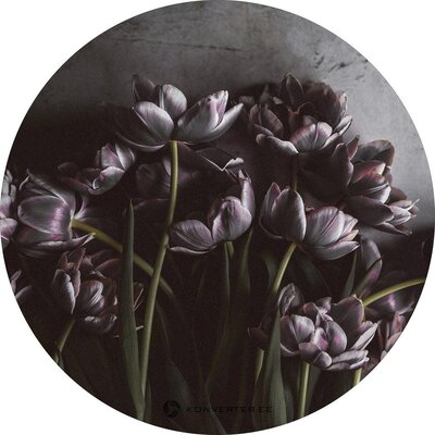 Круглая картина на стену темные тюльпаны (malerifabrikken)