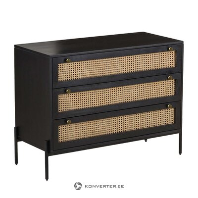Black rattan chest of drawers