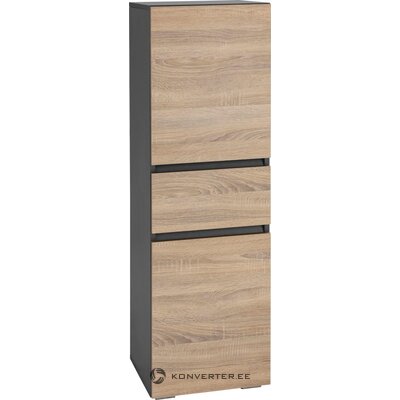 Gray-brown narrow cabinet with 1 drawer and 2 doors (wisla)