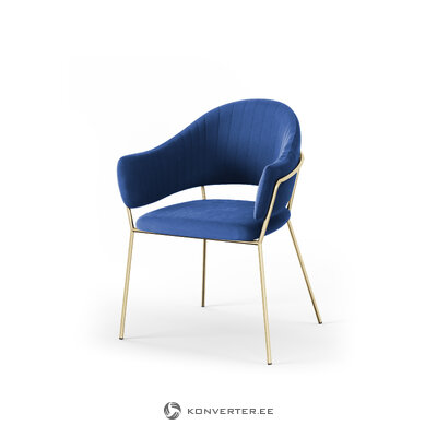 2 kėdžių rinkinys (nadia) bsl concept mėlyna, aksominė, aukso spalvos metalas
