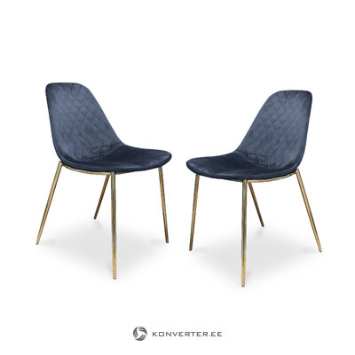 2 aksominių kėdžių rinkinys (zack) bsl concept giliai mėlynas, aksominis, auksinis metalas