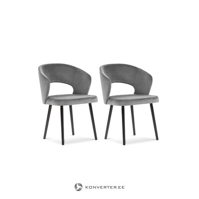 2 tuolin setti (eliana) bsl concept vaaleanharmaa, sametti, musta pyökki