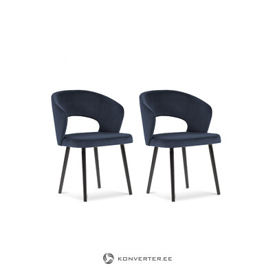 Set of 2 chairs (eliana) bsl concept dark blue, velvet, black beech wood