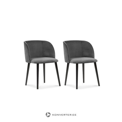 2 aksominių kėdžių rinkinys (ivy) bsl concept tamsiai pilka, aksominė, juoda buko mediena