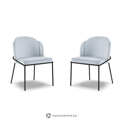 2 samta krēslu komplekts (Emma) bsl concept gaiši zils, samts, melns metāla rāmis