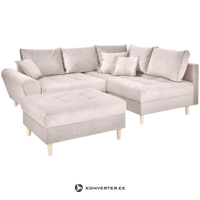 Smėlio spalvos kampinė sofa-lova (ryžiai)