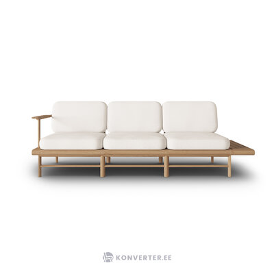 Sodo sofa &quot;belize&quot; balta, struktūrinio audinio, natūralaus uosio medienos, geriau