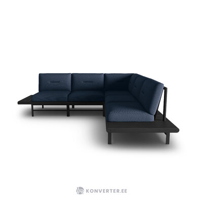 Lauko kampinė sofa &#39;Hawai&#39; tamsiai mėlynos spalvos, struktūrinio audinio