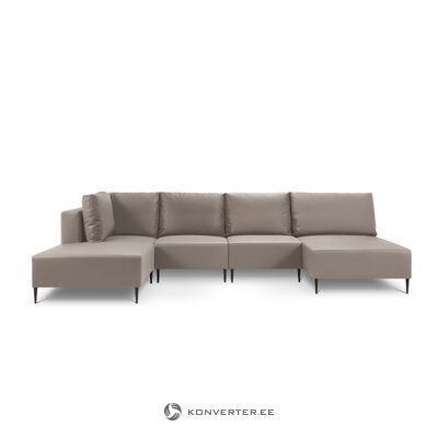 Outdoor sofa (fiji) calme jardin beige, vinyl, black metal, left