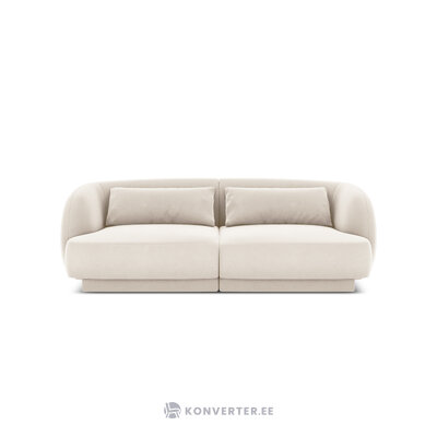 Aksominė sofa (gaminys) šviesiai smėlio spalvos, aksominė