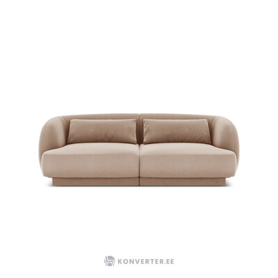 Aksominė sofa (gaminys) smėlio spalvos, aksominė