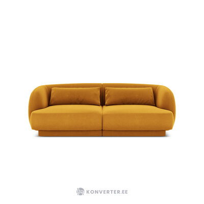 Aksominė sofa (gaminys) geltona, aksominė