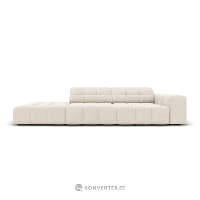 Aksominė sofa &#39;chicago&#39; šviesiai smėlio spalvos, aksominė, kairė