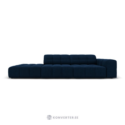 Velvet sofa &#39;chicago&#39; deep blue, velvet, left