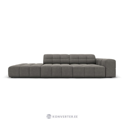 Velvet sofa &#39;chicago&#39; light grey, velvet, left