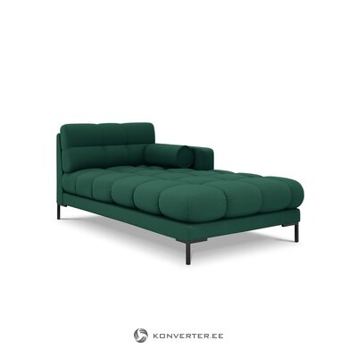 Dīvāns (bali) kosmopolītisks dizains zaļš, strukturēts audums, melns metāls, labāk