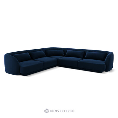 Velvet corner sofa &#39;tulum&#39; deep blue, velvet