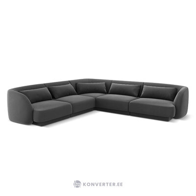 Velvet corner sofa &#39;tulum&#39; grey, velvet