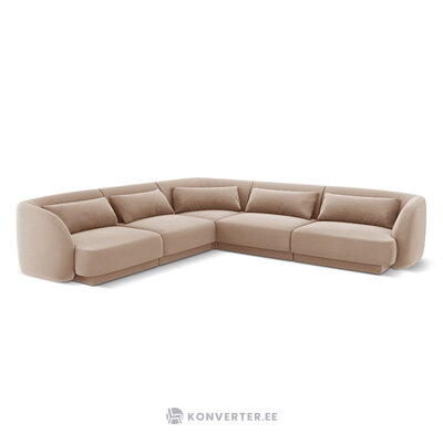 Aksominė kampinė sofa &#39;tulum&#39; smėlio spalvos, aksominė