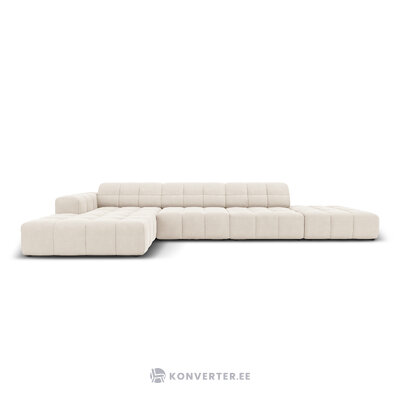 Aksominė kampinė sofa &#39;chicago&#39; šviesiai smėlio spalvos, aksominė, kairė