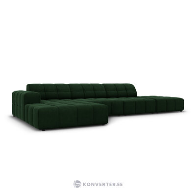 Aksominė kampinė sofa &#39;chicago&#39; buteliukas žalia, aksominė, kairė