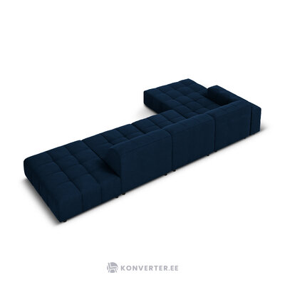 Бархатный угловой диван &#39;чикаго&#39; темно-синий, бархат, левый