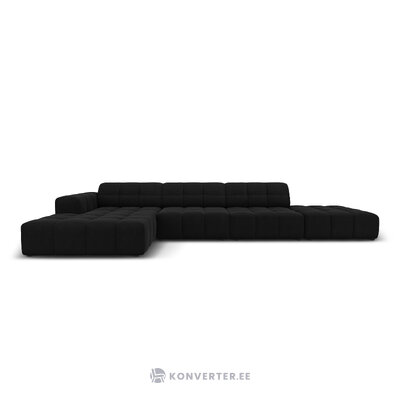 Aksominė kampinė sofa &#39;chicago&#39; juoda, aksominė, kairė