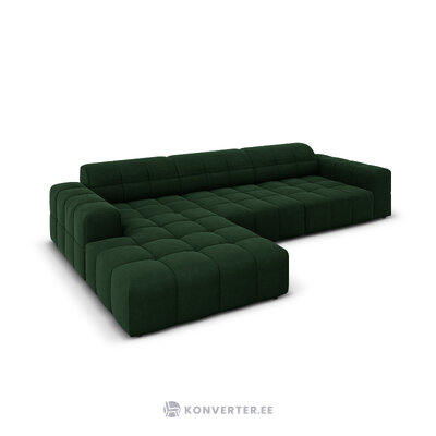 Aksominė kampinė sofa &#39;chicago&#39; buteliukas žalia, aksominė, kairė