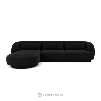 Aksominė kampinė sofa &#39;tulum&#39; juoda, aksominė, kairė