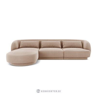 Aksominė kampinė sofa &#39;tulum&#39; smėlio spalvos, aksominė, kairė