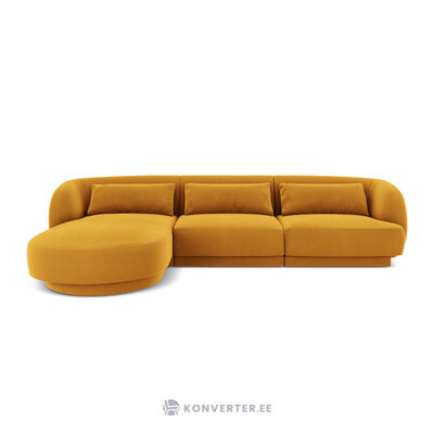 Aksominė kampinė sofa &#39;tulumas&#39; geltona, aksominė, kairė