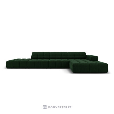 Aksominė kampinė sofa &#39;chicago&#39; buteliukas žalia, aksominė, geriau