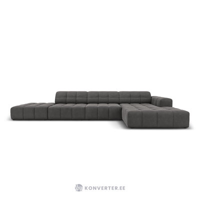 Aksominė kampinė sofa &#39;chicago&#39; pilka, aksominė, geriau