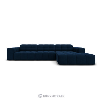 Aksominė kampinė sofa &#39;chicago&#39; giliai mėlyna, aksominė, geriau