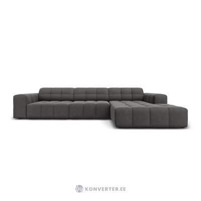 Aksominė kampinė sofa &#39;chicago&#39; pilka, aksominė, geriau