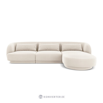 Aksominė kampinė sofa &#39;tulum&#39; šviesiai smėlio spalvos, aksominė, geriau