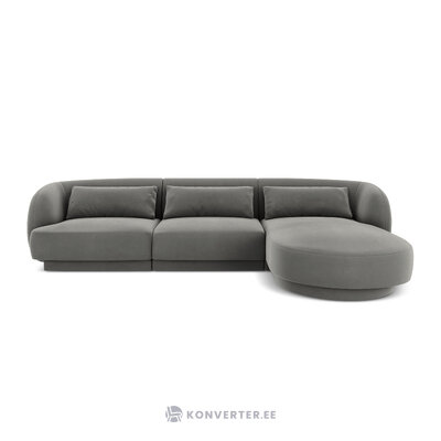 Velvet corner sofa &#39;tulum&#39; light grey, velvet, better