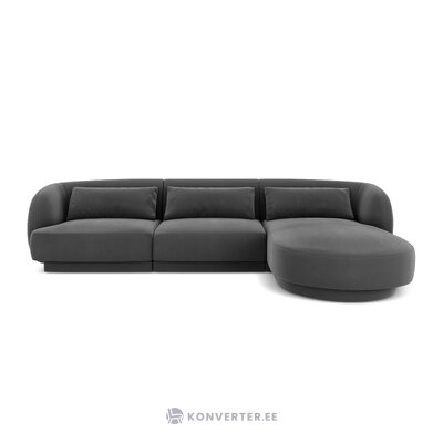 Aksominė kampinė sofa &#39;tulumas&#39; pilka, aksominė, geriau