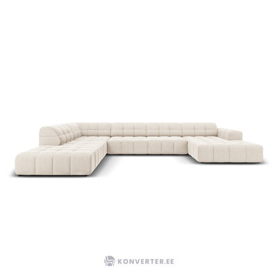 Velvet corner sofa &#39;chicago&#39; light beige, velvet, left