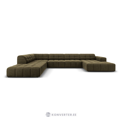 Aksominė kampinė sofa &#39;chicago&#39; žalia, aksominė, kairė